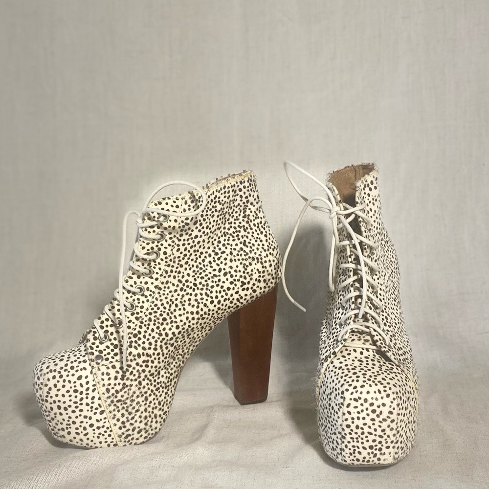 Jeffery Campbell Jaquar Fur Lita Platform Ankle Booties